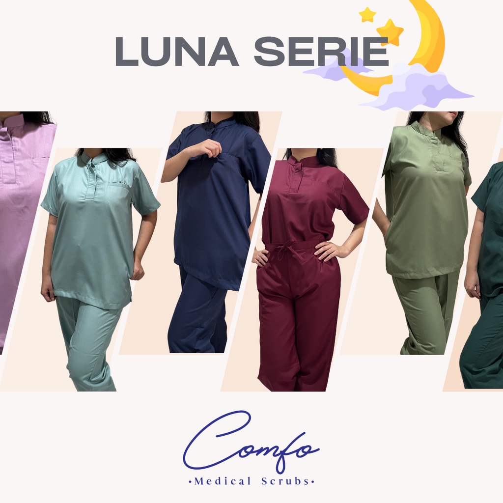 Baju OK Jaga Medis Kerah Shanghai Doctor Scrubs Baju Dokter Bidan Perawat Lengan Pendek