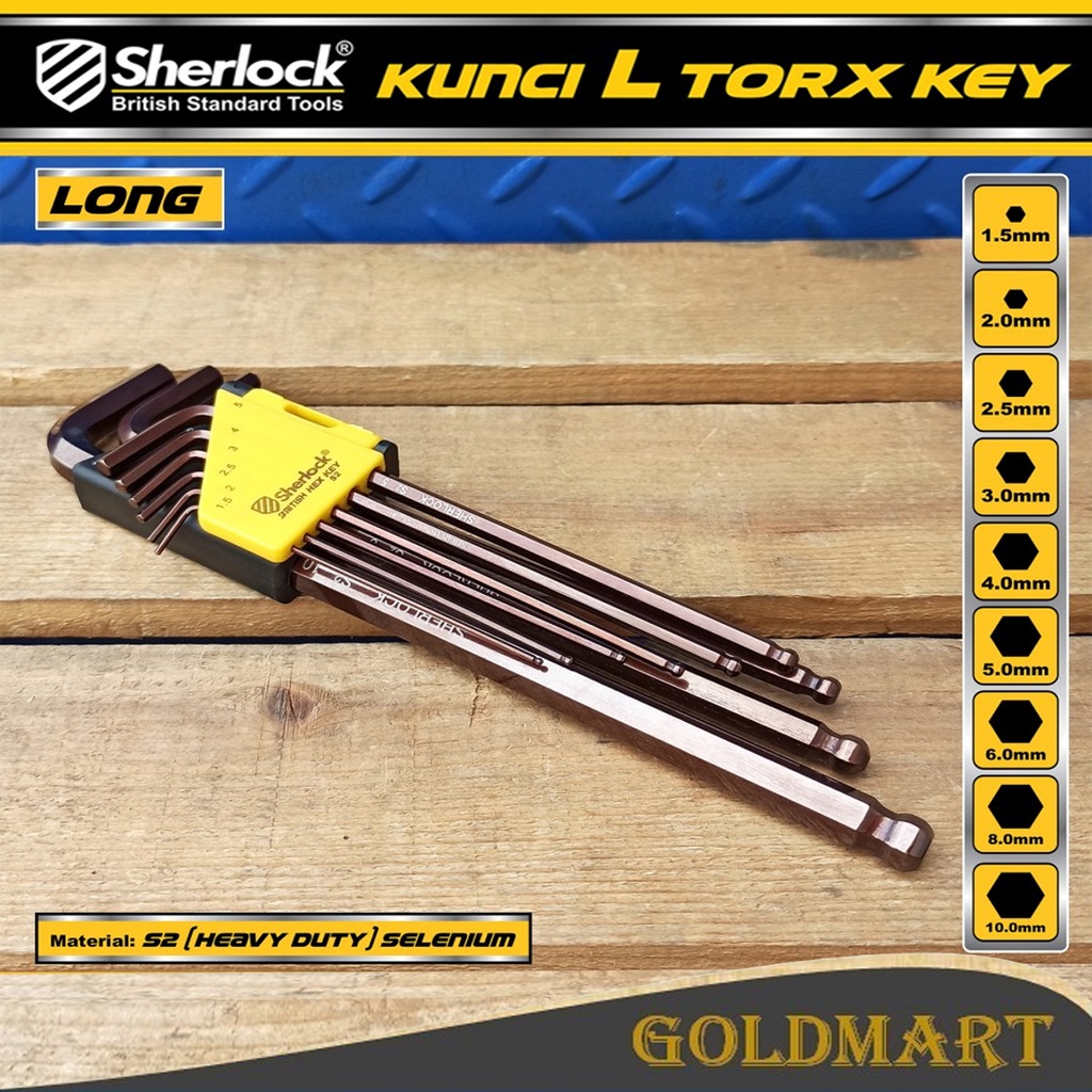 Kunci L Hexkey Set 9pcs - Sherlock Matrial S2 Kunci L (Panjang)