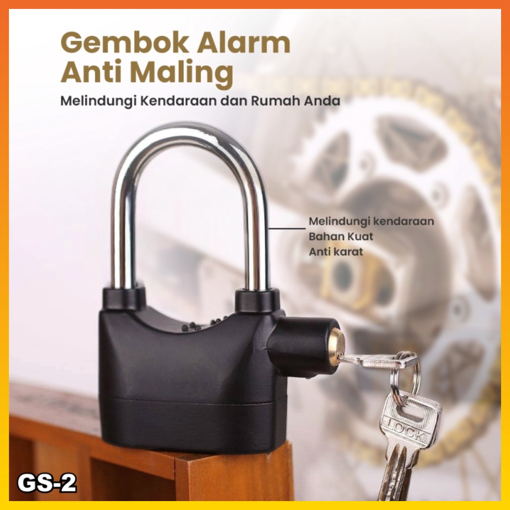 Gembok Alarm Suara Ring Panjang Kunci Gembok Anti Maling Gembok Motor  Ring Panjang Pendek WHFURNITURE