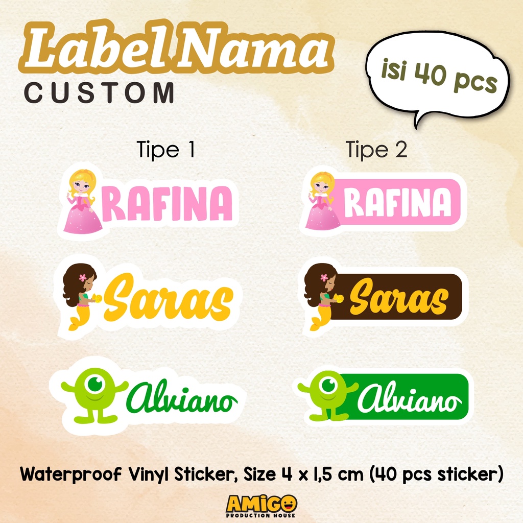 

Stiker Nama Anak Cute Alat Tulis ATK Stiker Cutting Stiker Label Nama Stiker Karakter