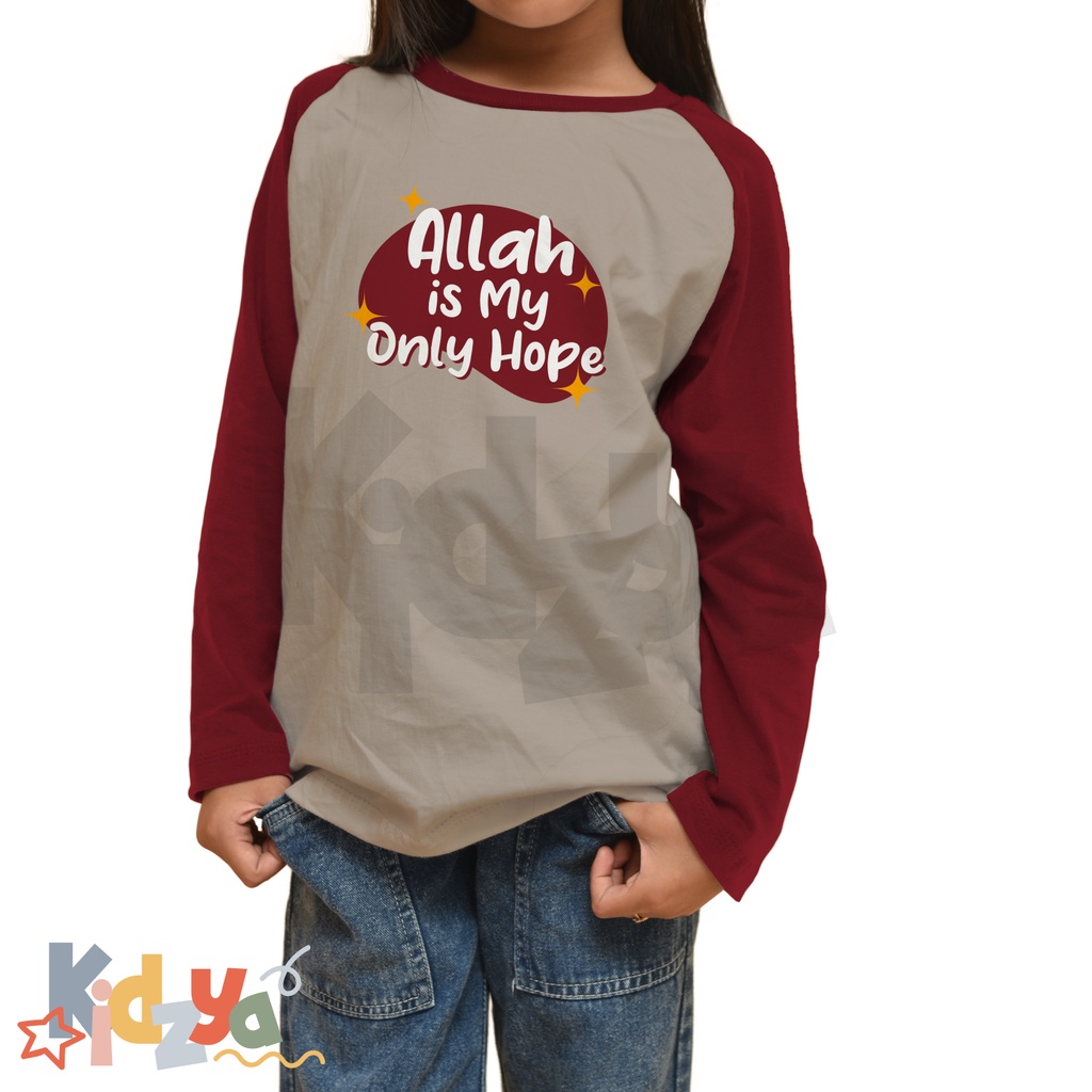 Baju Kaos Raglan Anak Muslim Panjang UNISEX - Allah is My Only Hope - KIDZYA