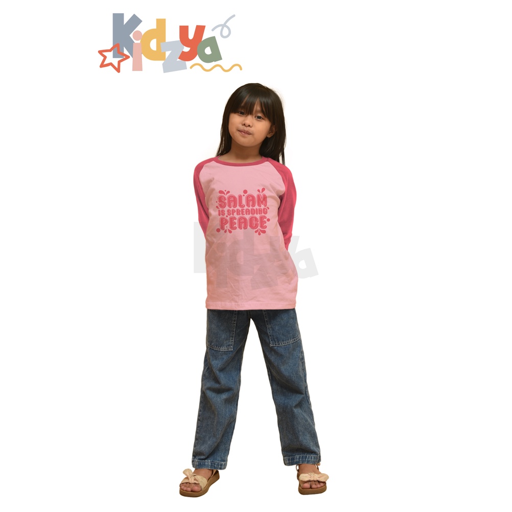 Baju Kaos Raglan Anak Muslim Panjang UNISEX - Salam is Spreading Peace - KIDZYA