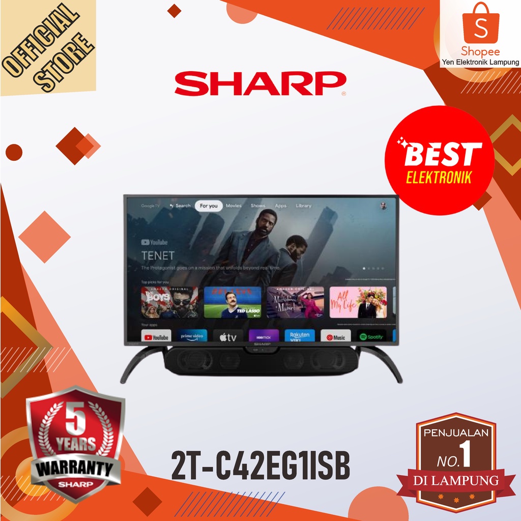 TV SHARP 2T C42EG1I-SB LED Android TV SHARP 42 Inch Garansi Resmi SHARP