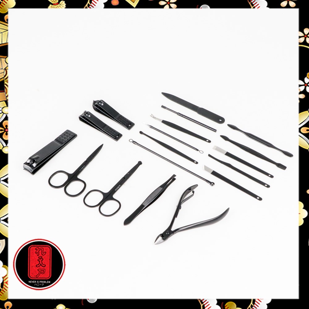 Biutte.co Set Perlengkapan Gunting Kuku Manicure Pedicure Nail Clipper 18 PCS - S0M020 - Black