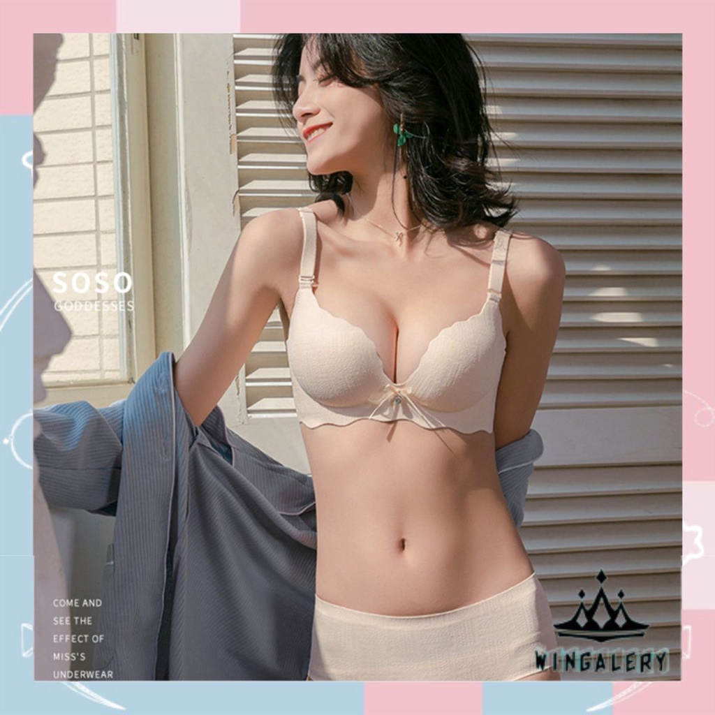 WINGALERY Bra Wanita Mulus One-Piece Nyaman Pakaian Dalam Tanpa Kawat 9029