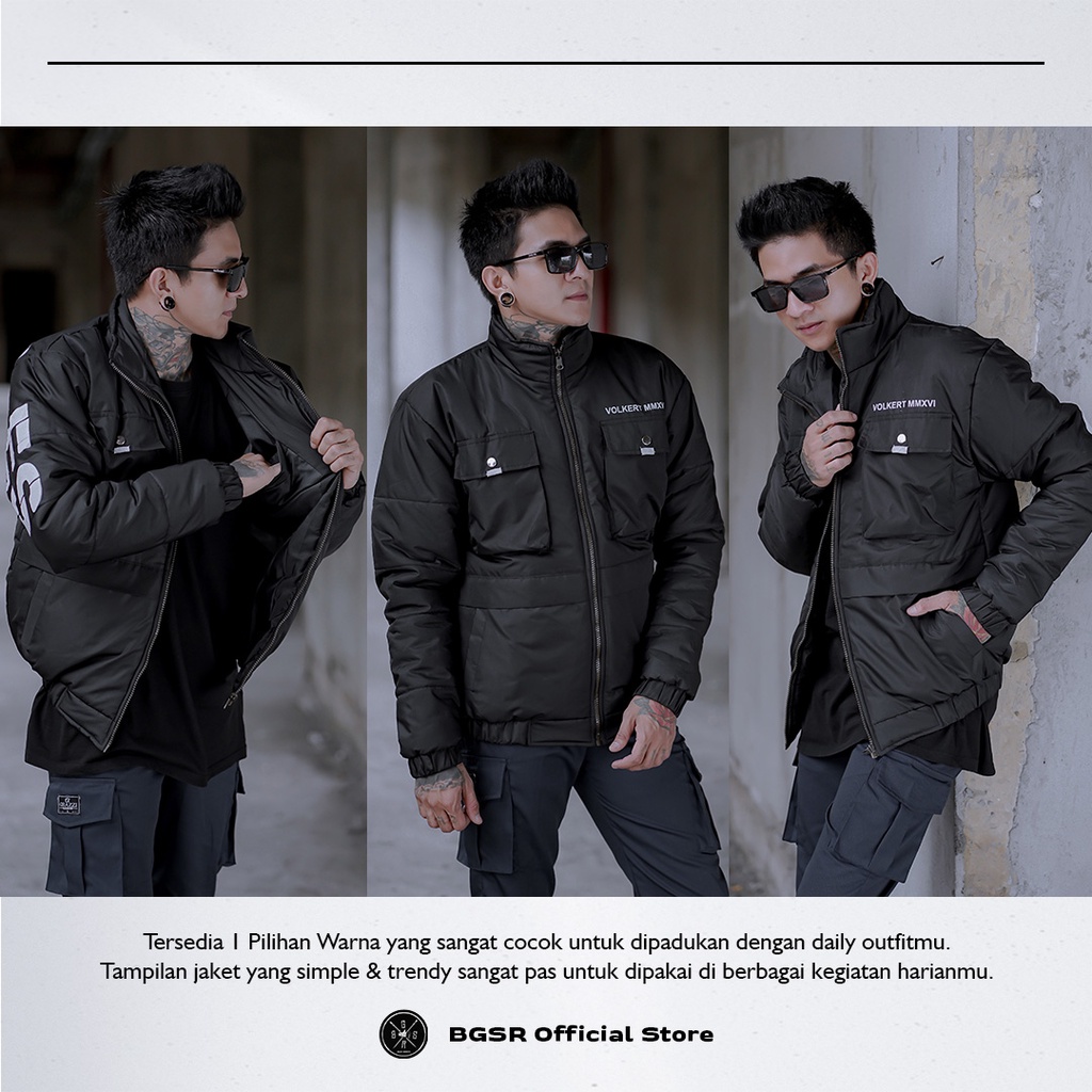 Jaket Casual Pria Hoodie Windbreaker Down Jacket Tebal Adem VOLKERT