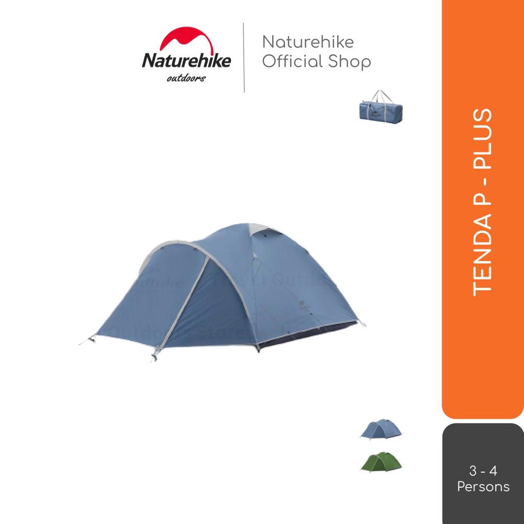 TENDA P-PLUS DOME CAMPING 4 ORANG DOUBLE LAYER NATUREHIKE NH21ZP015