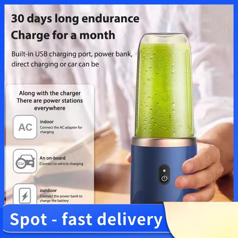 (COD) 6 Blade Fruit Juicer Blender Mixer Mini Wireless Portable Household USB Charging Gift Juice Cup