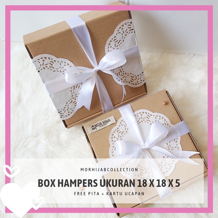 TERMURAH Hampers Hijab Paket 2 Jilbab Kado Ulang Tahun Souvenir Wisuda Nikah - box 10 kotak, 1 polos