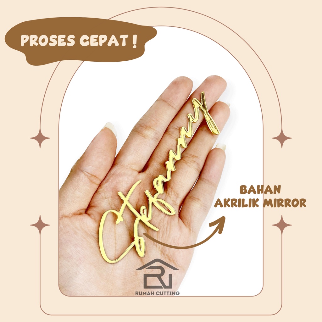 Nama Mahar Akrilik Mirror Pernikahan Nama Akrilik Kayu Mahar gaya Rustic Elegan Akrilik Gold