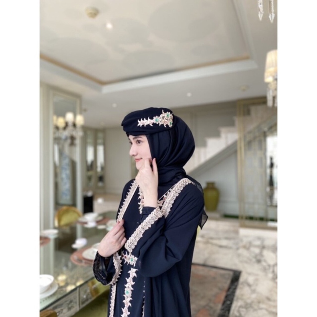 Shireenz Abaya Dress Kaftan Free Manset Turban Belt L XL XXL Dress Lebaran Kondangan Inner Belt Outer L XL XXL Premium Jumbo Mewah Gamis Muslim Produk Terbaru Dusty Pink Taro Milo Hitam Sage Abu