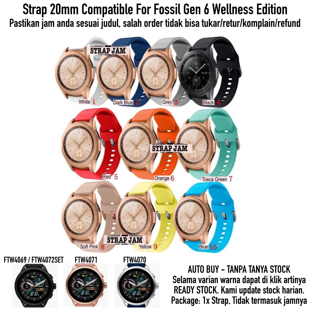 Tali Jam Kompatibel F0ssil Gen 6 Wellness Edition 20mm - Strap ATS ATL Rubber Silikon Aneka Warna