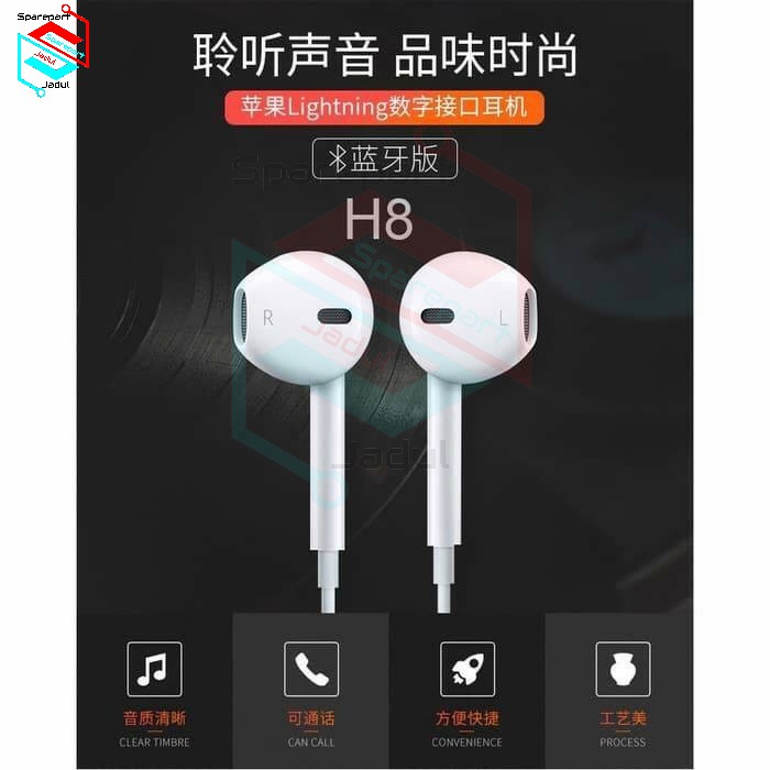 Stereo Earphone / Headset MAIMI H8 Lightning ORI - WHITE 90062