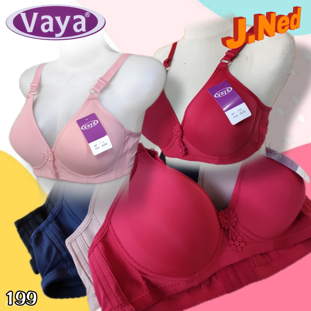 J199 Vaya Bra Busa Tanpa Kawat Cup B Tiga Pengait Size 36B - 42B