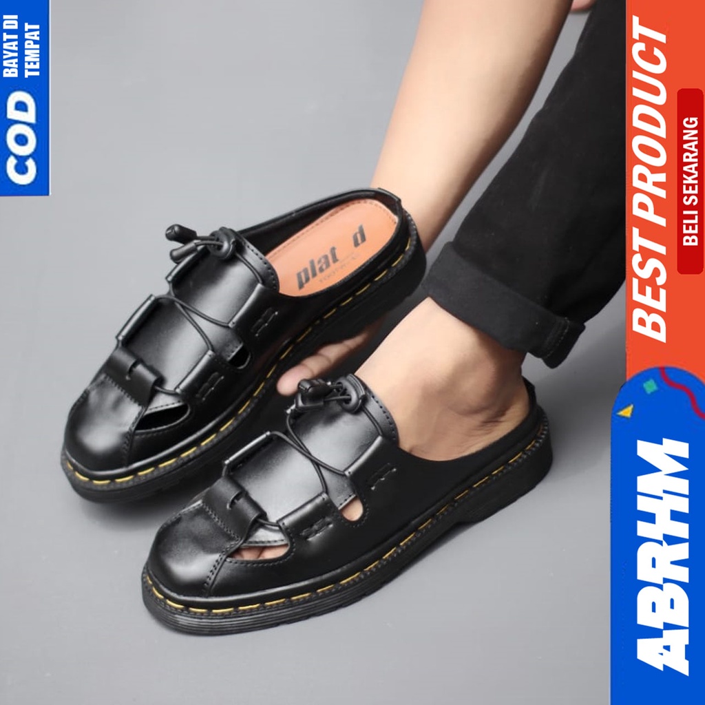 Sepatu Sandal Pria Docmart Sandal Selop Slide Pria Bustong Distro Kekinian Abrhm BOSTON