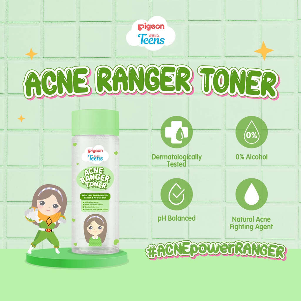 PIGEON Teens Acne Ranger Toner / Indonesia Pembersih Wajah 100ml / Helps Treat Acne Prone Skin Refre