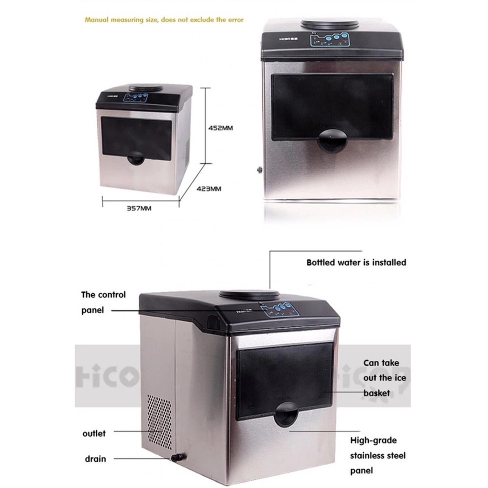 Hicon HZB 25BF Mesin 25 BF Pembuat Es Batu Ice Cube Maker Es Batu Ice Cream Machine 25kg