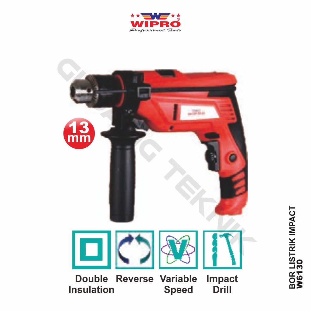 Mesin Bor Listrik Impact 13mm WIPRO W-6130 / Mesin Bor Besi kayu Beton IMPACT 13 mm W 6130 - Elektrik Electric Drill IMPACT WIPRO W6130