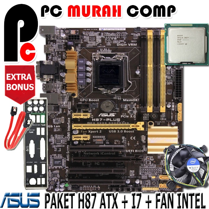 MOTHERBOARD MAINBOARD MOBO H87 ATX 4 SLOT LGA 1150 PLUS I7 DAN FAN