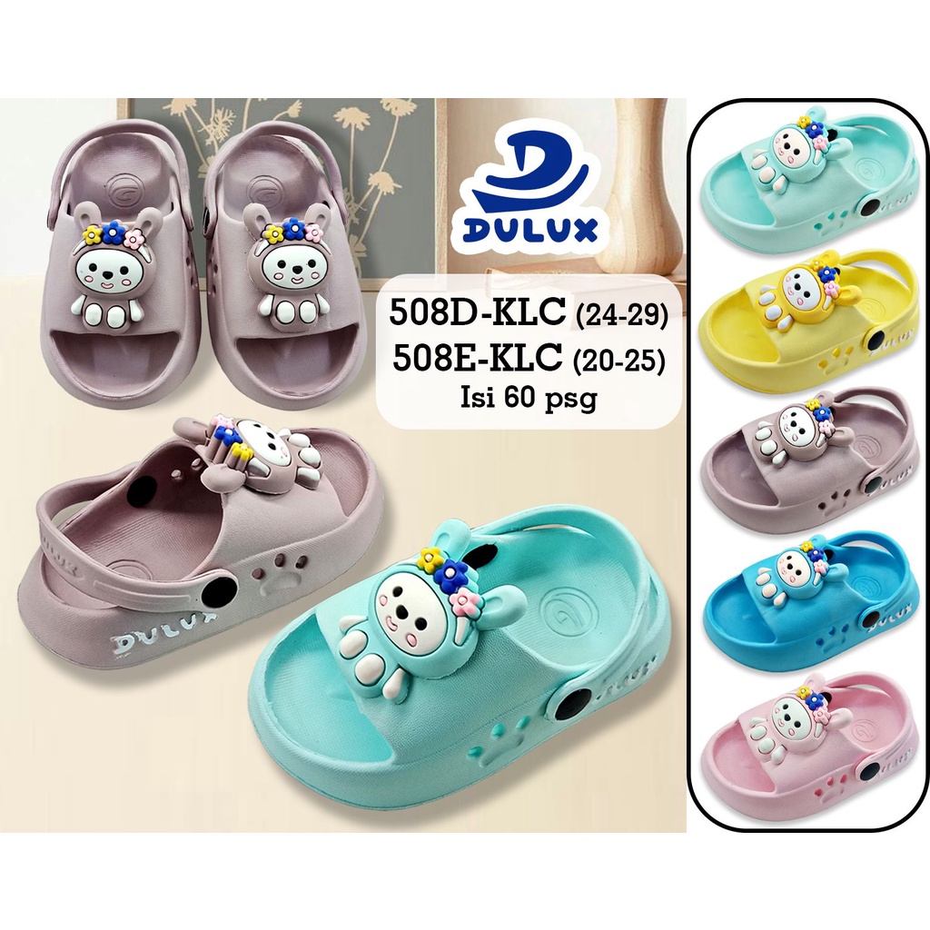 DX-508D-KLC Sandal Anak Perempuan Selop Tali Belakang Karakter Kelinci / Sandal Selop Karet Anak Cewek Merek Dulux Size 24-29