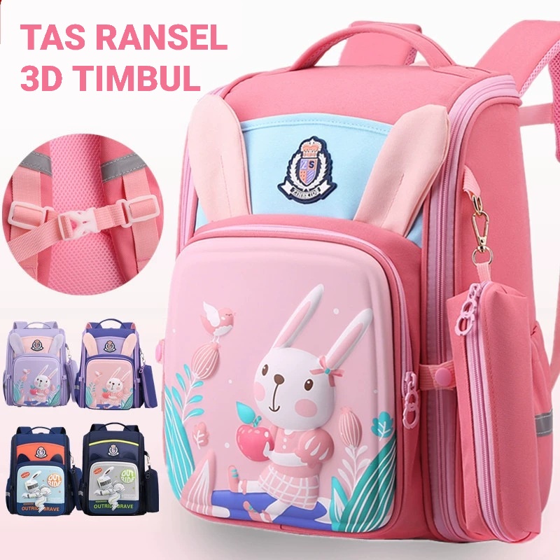 3D Tas Sekolah Ransel Rabbit Astonot Anak