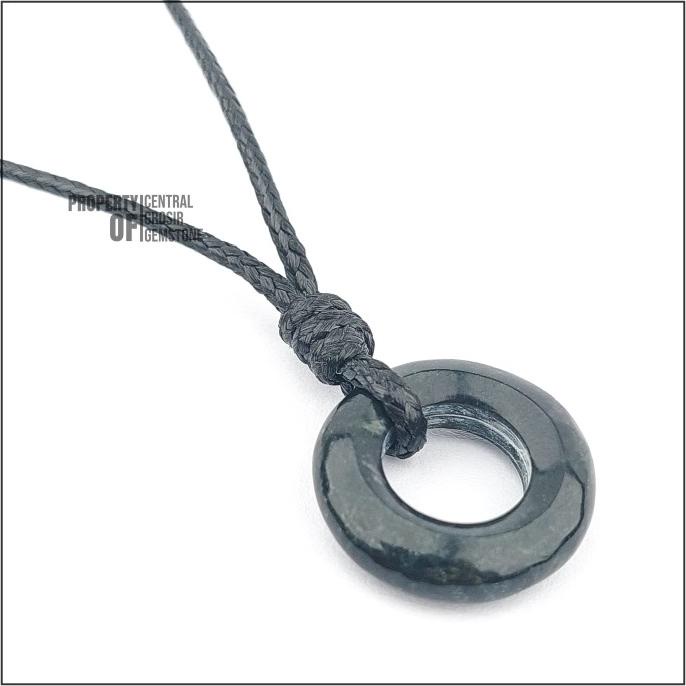 Kalung Liontin Giok Hitam Batu Natural Black Jade Asli Pendant Ring