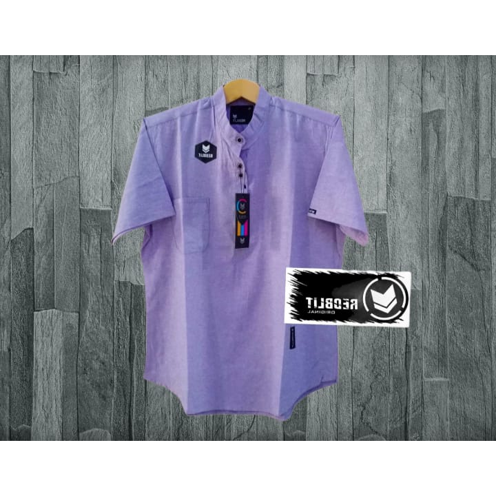 koko kurta dewasa lengan pendek warna lilac mustrad navy