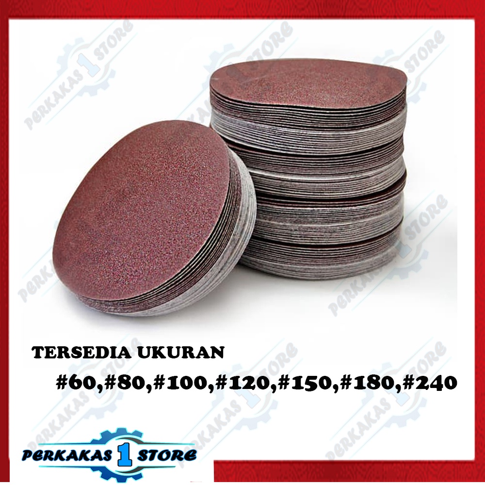 5 PCS Amplas Bulat Velcro 4" inch /Amplas Gerinda 4" /Amplas Kertas Gosok Bulat/ Kertas Gosok Grit 6