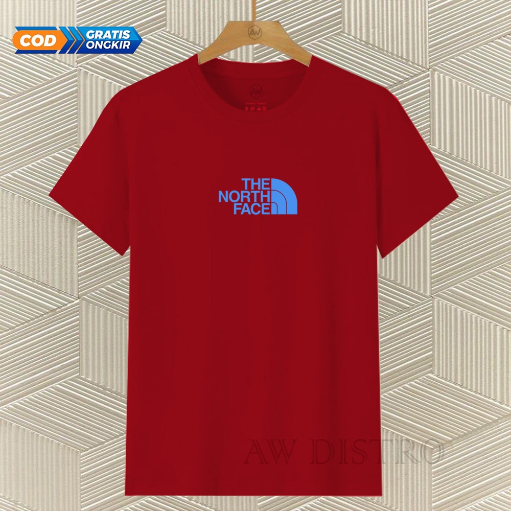 COD Baju Kaos Distro Tnf Text Sky Blue Premium Quality Lengan Pendek