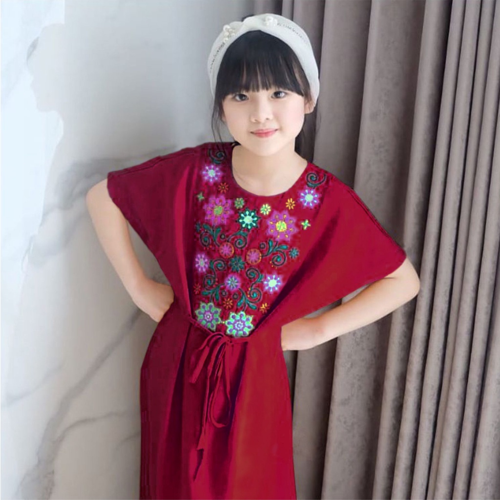 FenishaStore Dress Kaftan Anak Remaja Emi Kaftan Usia 12-14 Tahun  Bisa Bayar Ditempat COD