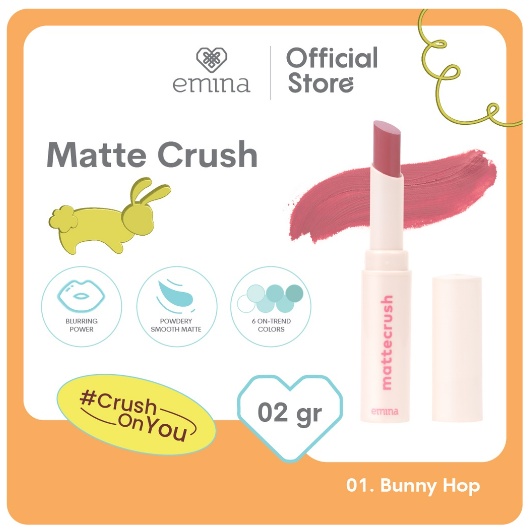 NEW! Emina Mattecrush 2 gr - Lipstick Ringan, Powdery Smooth Matte Finish, Blurring Power