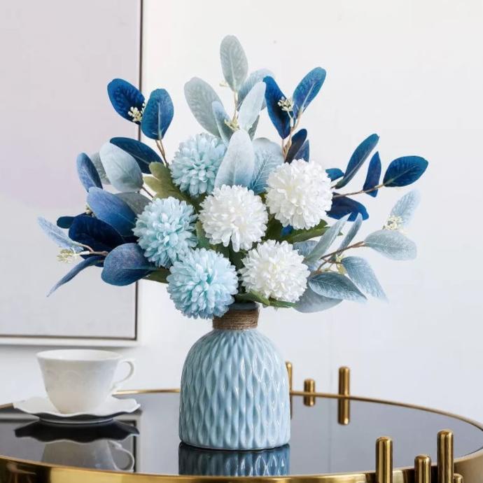 Buket Bunga Sutra Dandelion Hydrangea Artificial Paket Vas 1 Set
