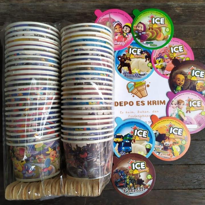 

Star 6.6 Paper Cup Es Krim 100 ml Murah (Cup Kertas 100ml Sendok Tutup Motif Lucu)