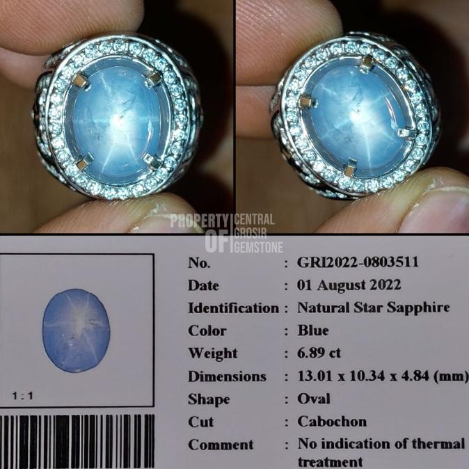 Batu Cincin Natural Blue Star Sapphire Srilanka