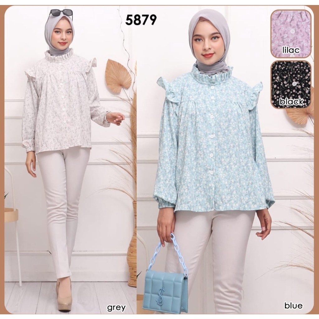 Cherry _ kemeja rempel vintage wanita muslim | kemeja bunga lengan panjang | blouse wanita