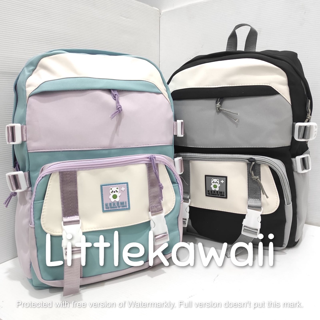 LK/Tas Ransel Laptop Backpack Sekolah Fashion Korean Style Anak Remaja Dewasa Kantong Gesper Warna Warni Kekemi Import