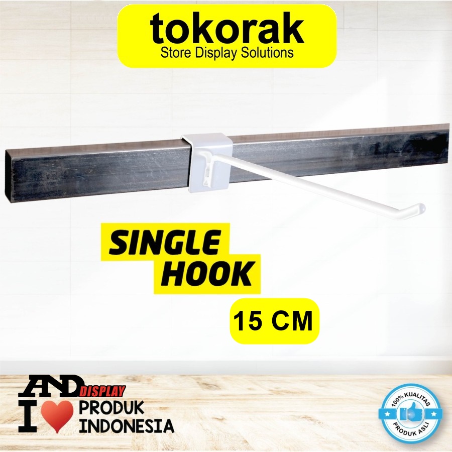 SINGLE HOOK 15 CM PUTIH / 10 PCS CANTOLAN KAWAT GANTUNGAN PIPA KOTAK