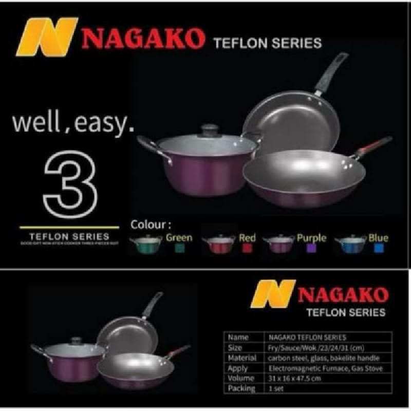 PANCI SET NAGAKO ISI 3 TEFLON SERIES NEW!!