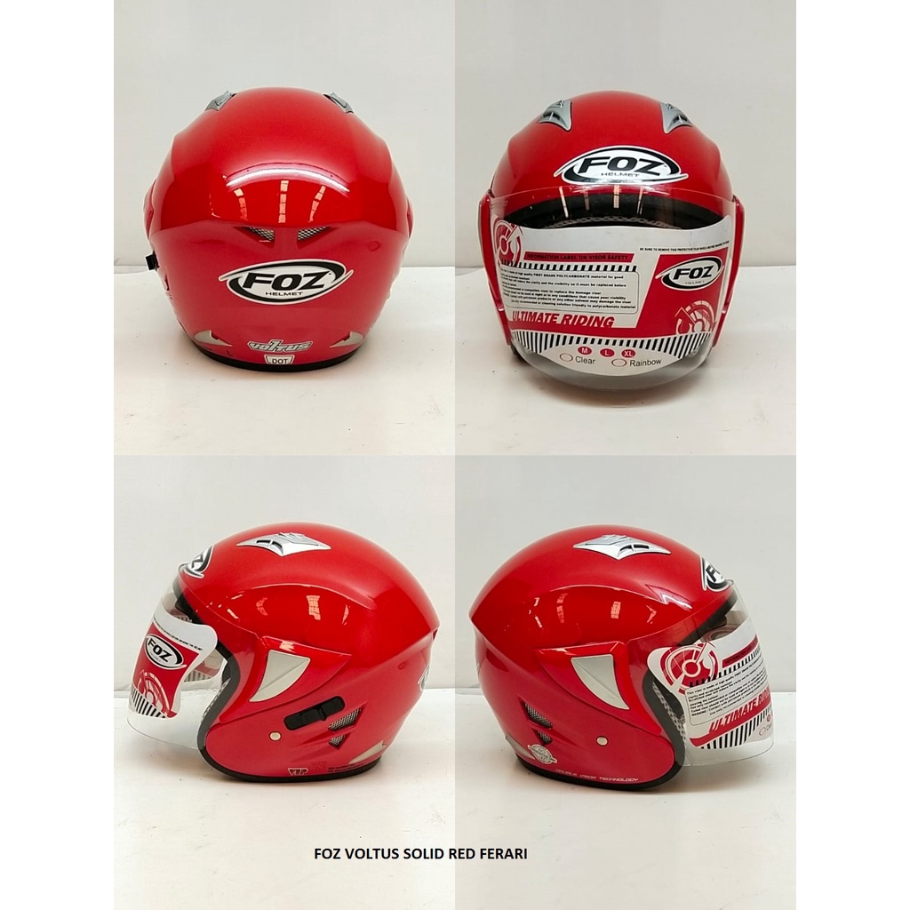 HELM Half Face FOZ Voltus Solid Double Visor Size M, L, XL(SNI)
