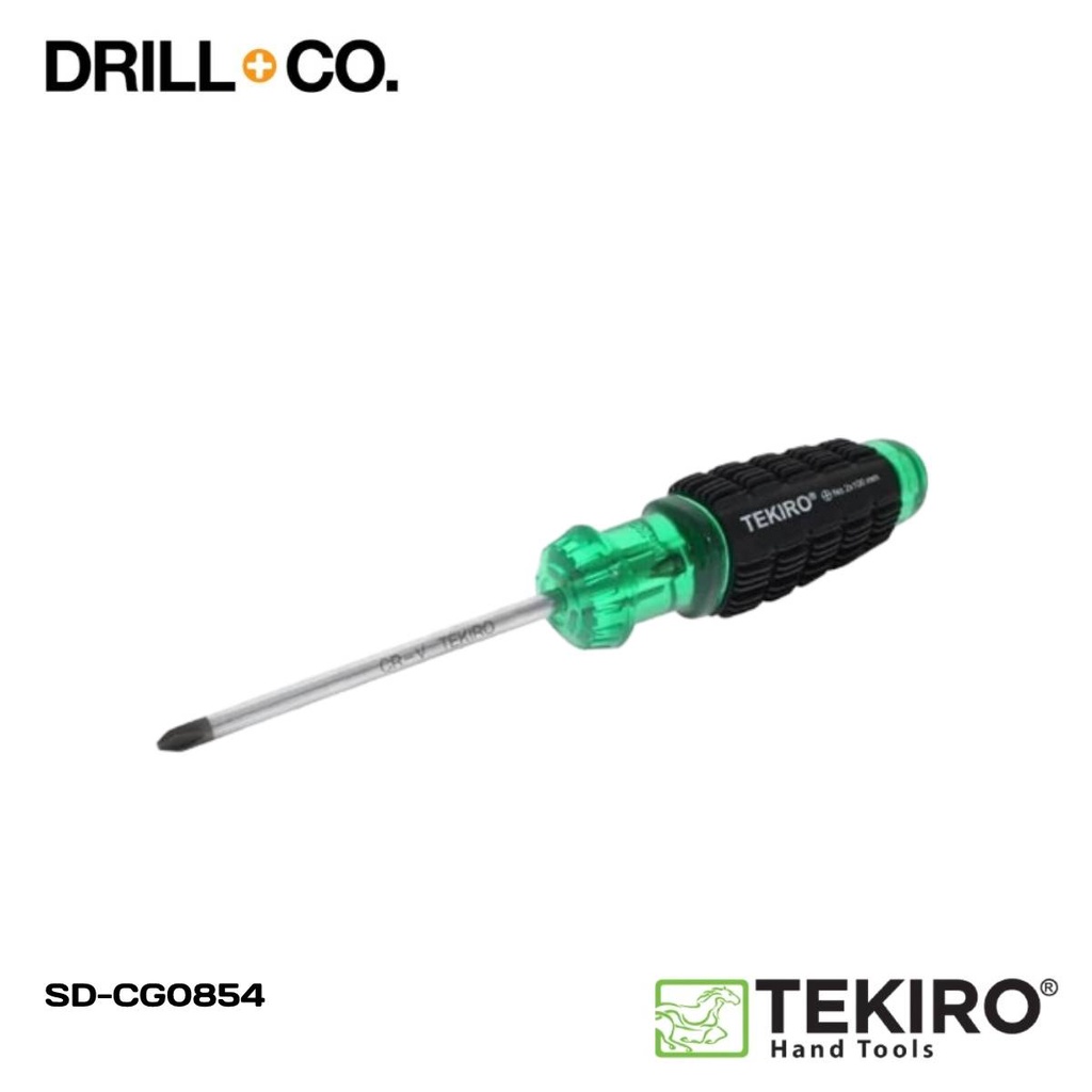 TEKIRO OBENG GAGANG KARET HIJAU PLUS 2 x 150 mm OBENG PLUS SD-CG0854