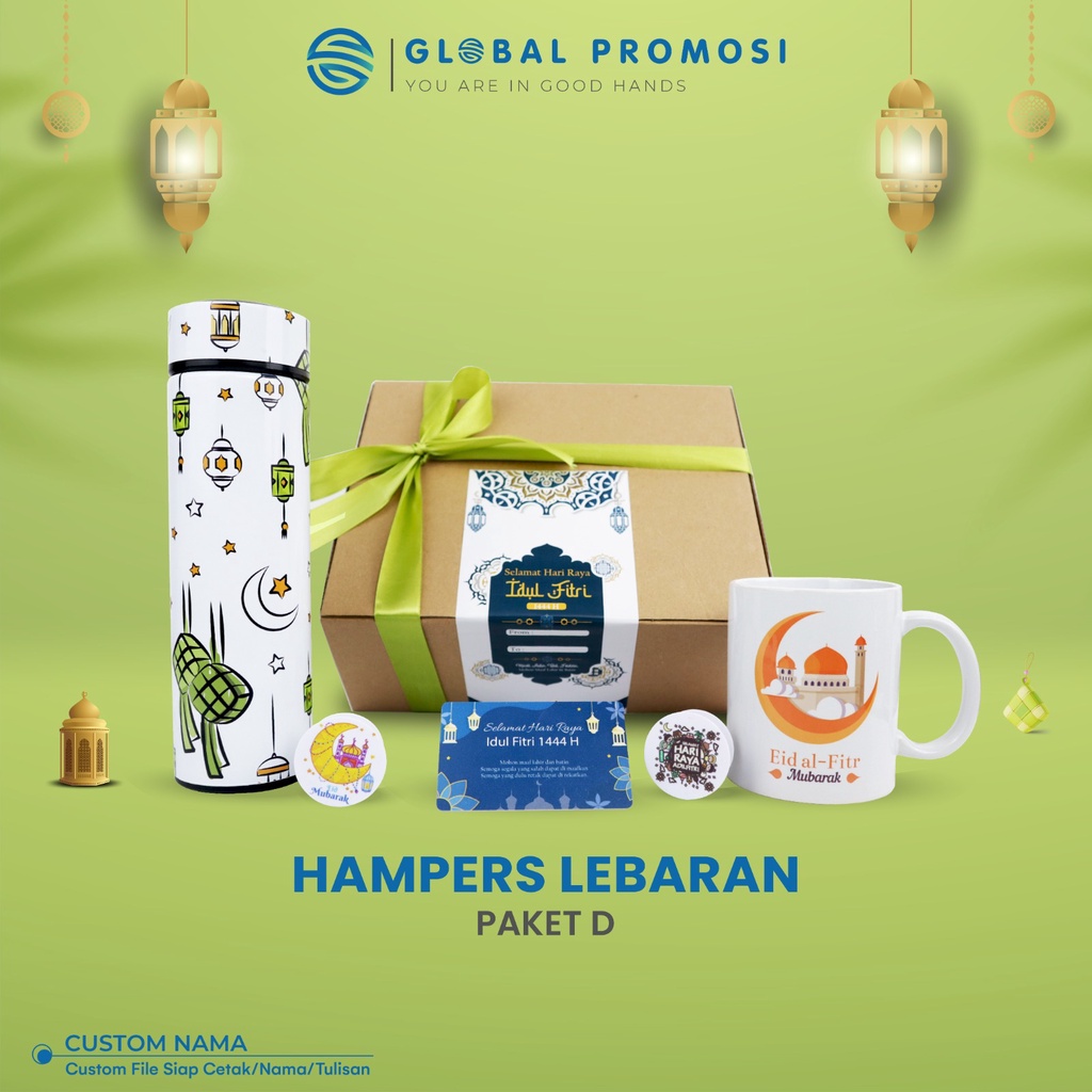 Custom Nama Design Paket D Hampers Lebaran Tumbler Cetak Uv Print  Mug Import  Pop Socket Souvenir/Idul Fitri