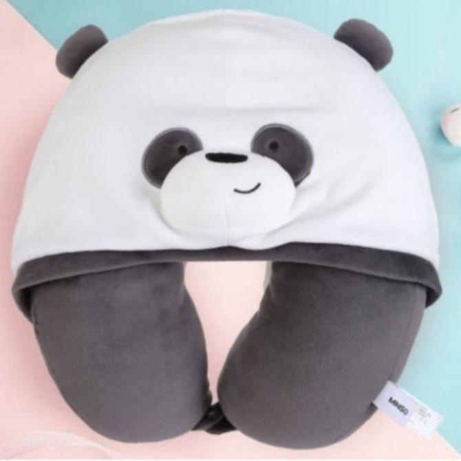 Miniso Bantal Leher Dengan Hoodie Karakter We Bare Bears