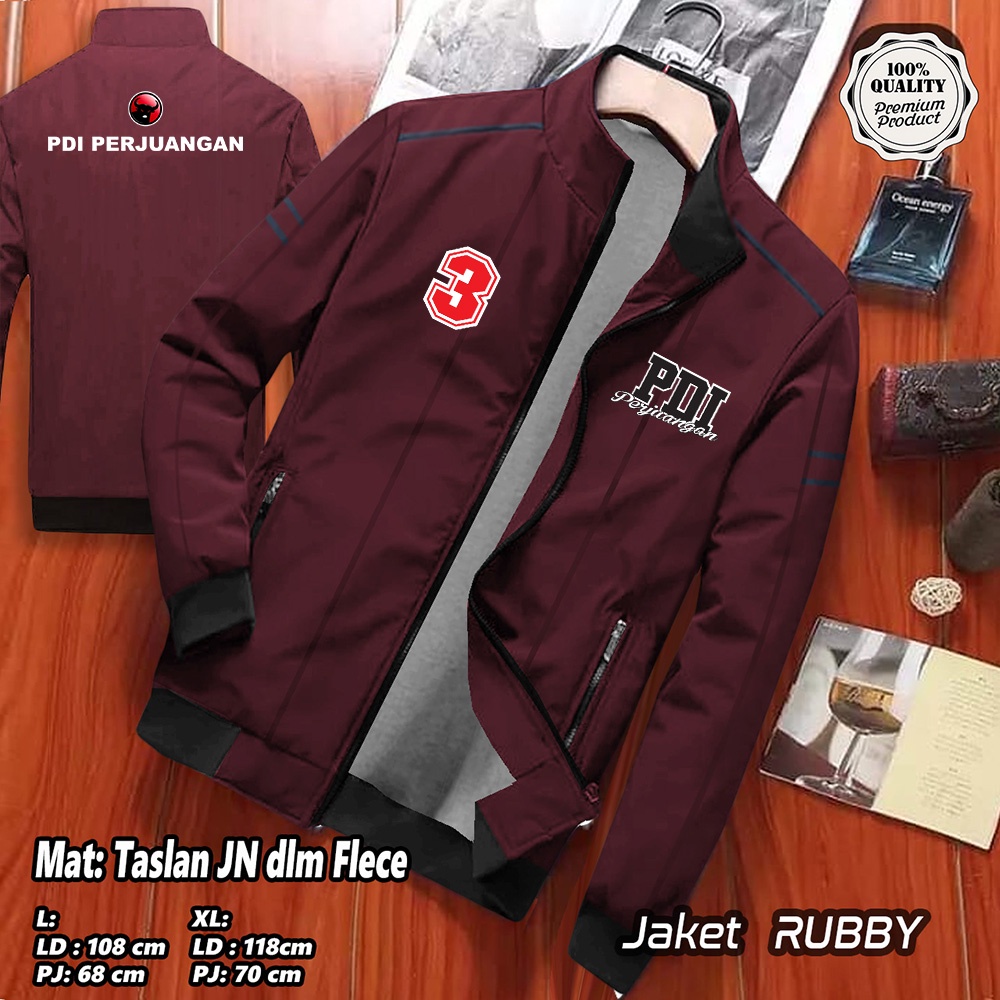 JAKET WINTER RUBBY PDIP / JAKET PDIP PARASUT / JAKET PARTAP PEMILU 2024 / CUSTOM SABLON SERAGAM