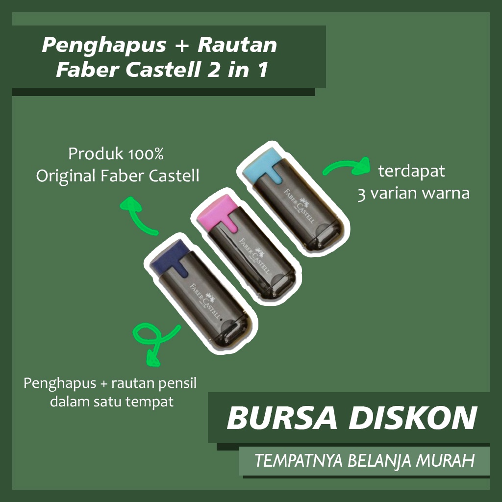 

Penghapus + Rautan Faber Castell 2 in 1 Sharpener Hapusan Eraser Serut