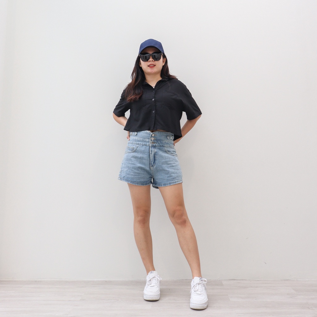 DEMORIN - Celana Pendek Highwaist Short Pants Wanita X3236