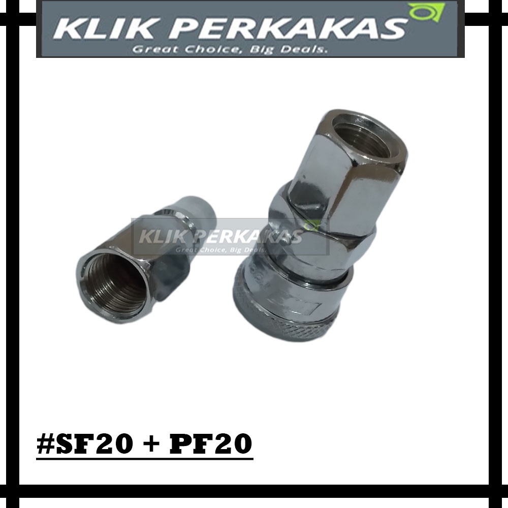 Paket Quick Coupler SF20 PF20 Kopler Angin Nepel Kompressor Sambungan Selang