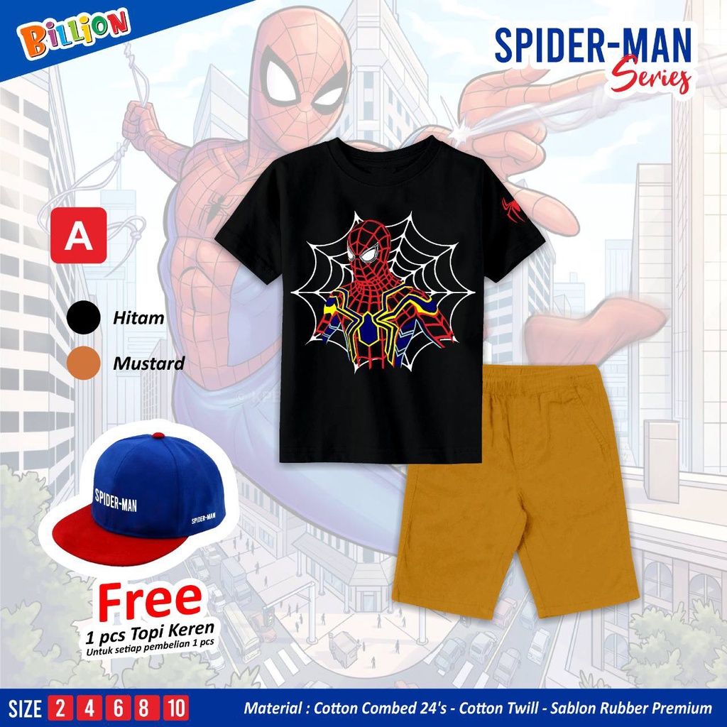 Setelan Short Pant Spideman series by Billion