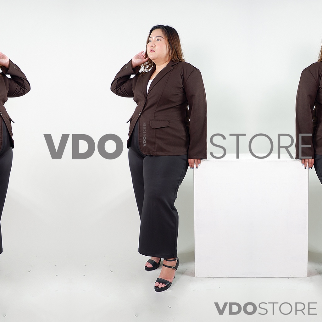 BLAZER JUMBO WANITA PREMIUM - LD 110 118 120 124 - 4XL 5XL 6XL -  ATASAN KERJA JAS KANTOR JUMBO BIG SIZE PAKAIAN BLAZER PLUS SIZE JUMBO WANITA FORMAL 4L 5L 6L 7L CEWEK BLEZER BLEZZER SIDANG SKRIPSI OUTER SET DOKTER LAB CELANA VDOSTORE