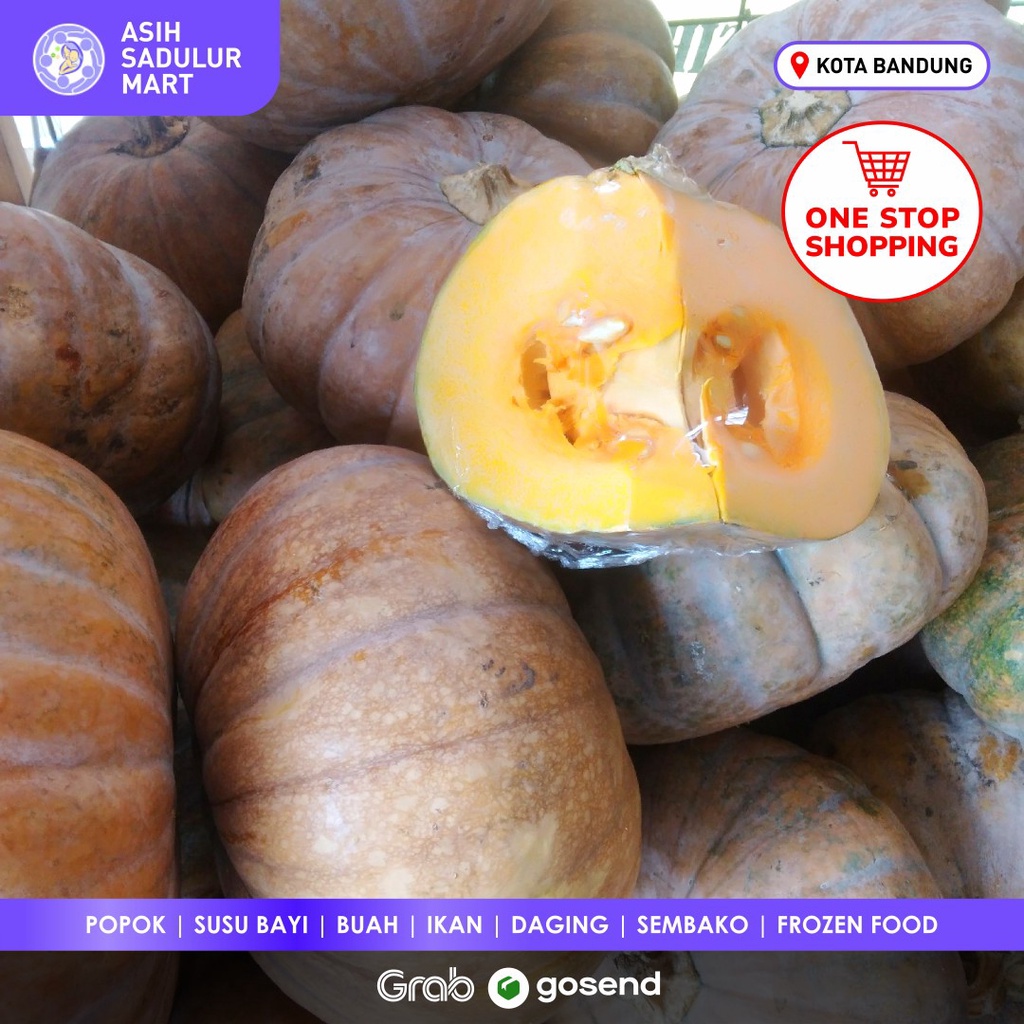 Labu Kuning / Pumpkin 500g / 1kg / 1 Buah Utuh Promo Bandung | Asih Sadulur Mart