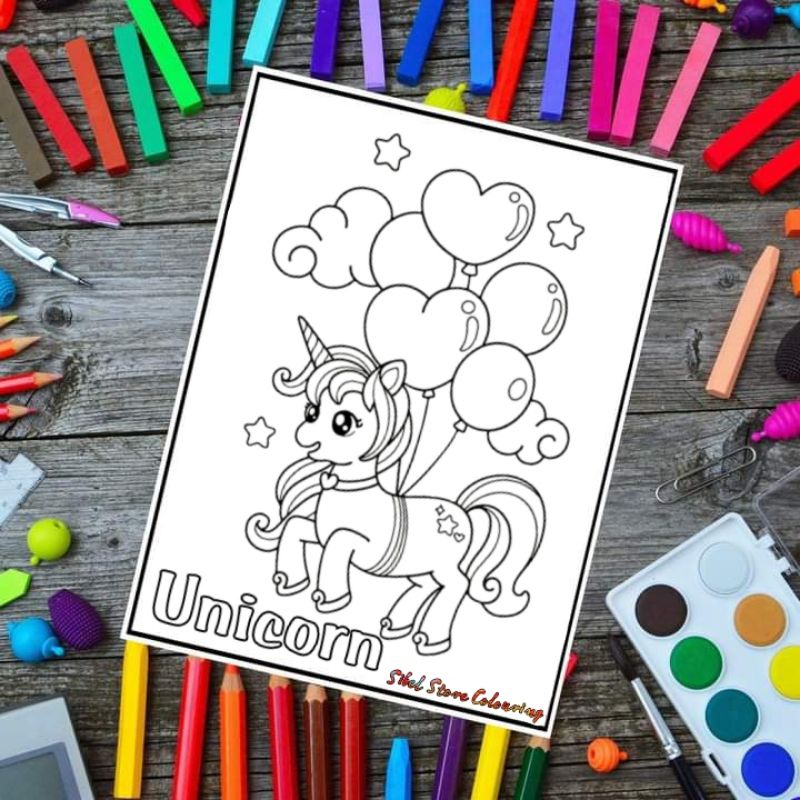 

Kertas Mewarnai Gambar Anak Tema Unicorn Cute / Kertas Gambar (10 Lembar)